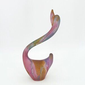 Rueven Nouveau Art Glass Hand Painted Satin Swan Figurine Paperweight